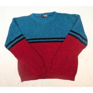 Scandia Vintage Size M Two-Tone Red Blue Knit Sweater